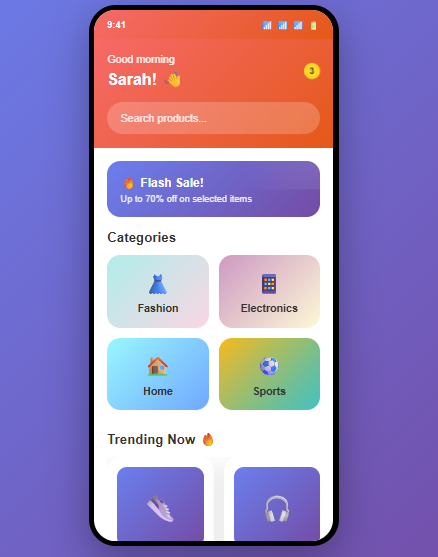 Shopping Mobile App Screenshot 1