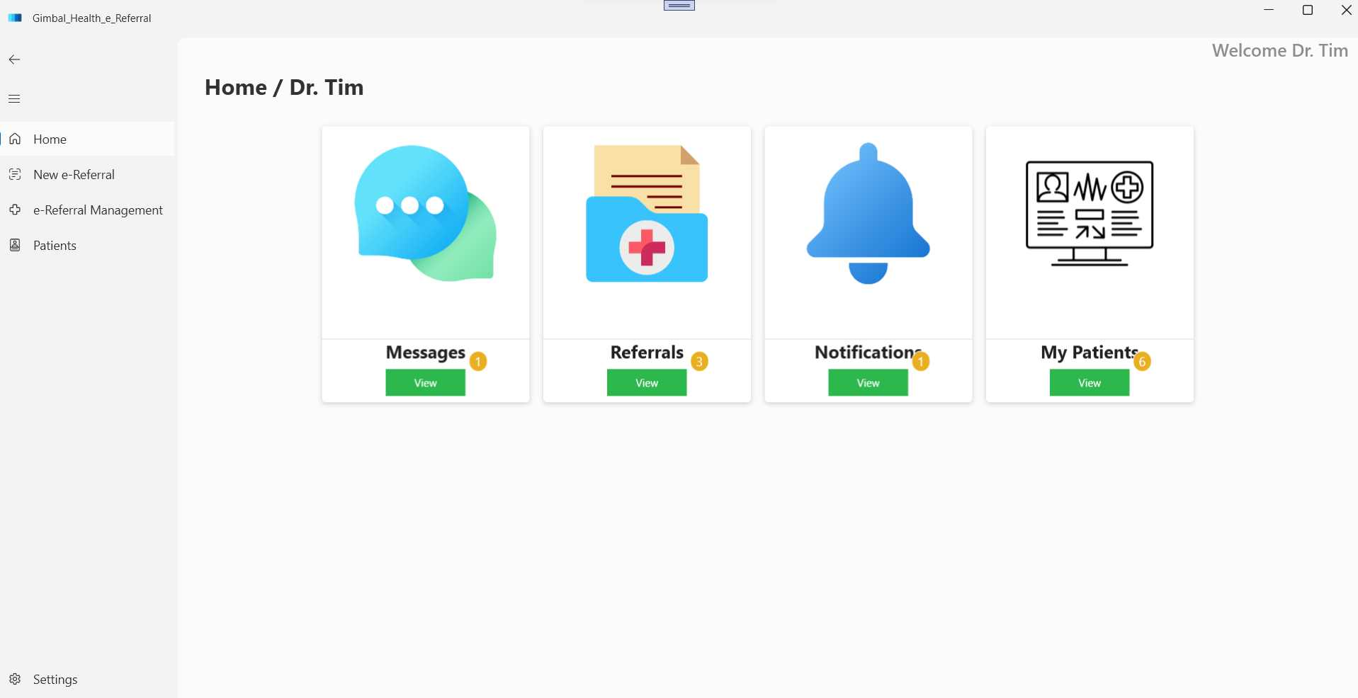 Patient Referral Web Portal Screenshot 1