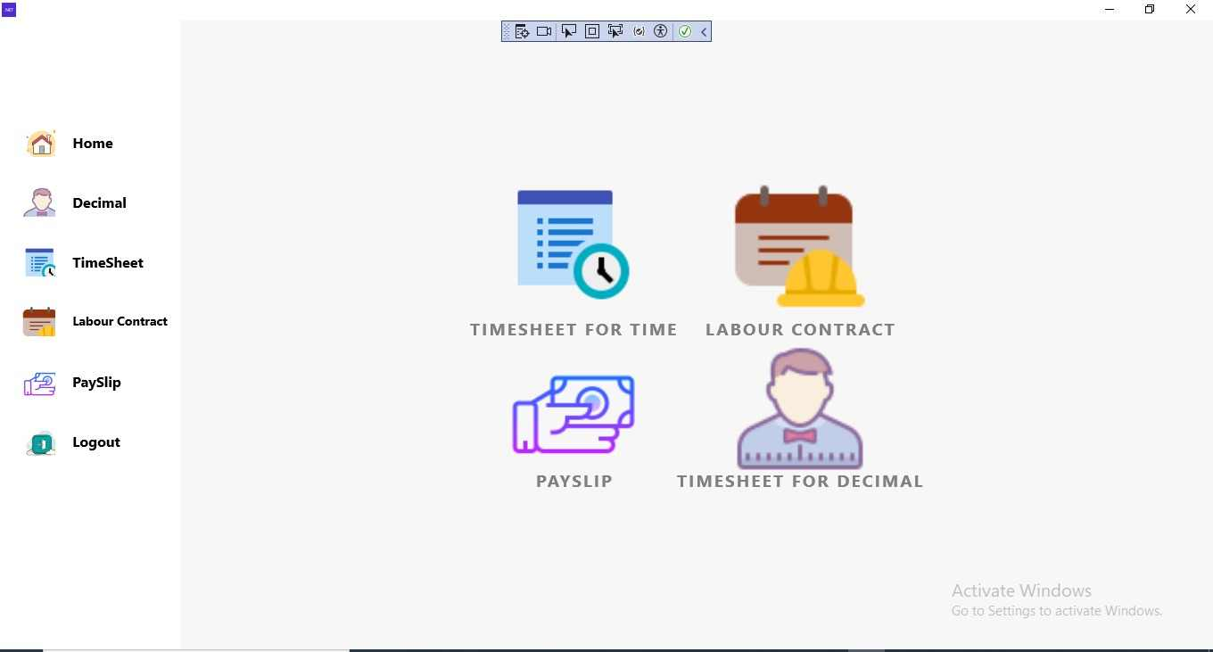Digital Work Contract & Time Tracking Application Screenshot 1