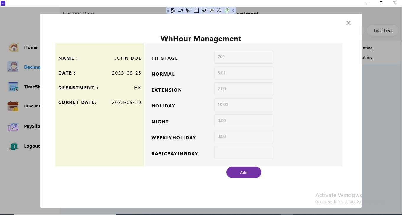 Digital Work Contract & Time Tracking Application Screenshot 3